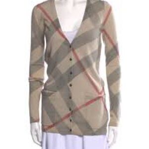 Burberry Plaid Beige and Red Women's Sweater